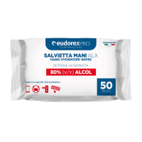SALVIETTA IGIENIZZANTE MANI - ALX - ALCOOL 80% (CR. 24 CF. 50 PZ.)